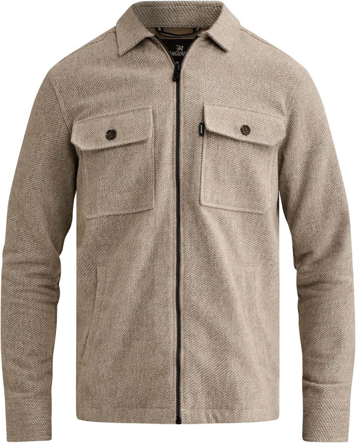 Vanguard Overshirt van brushed mouliné met ritssluiting Beige