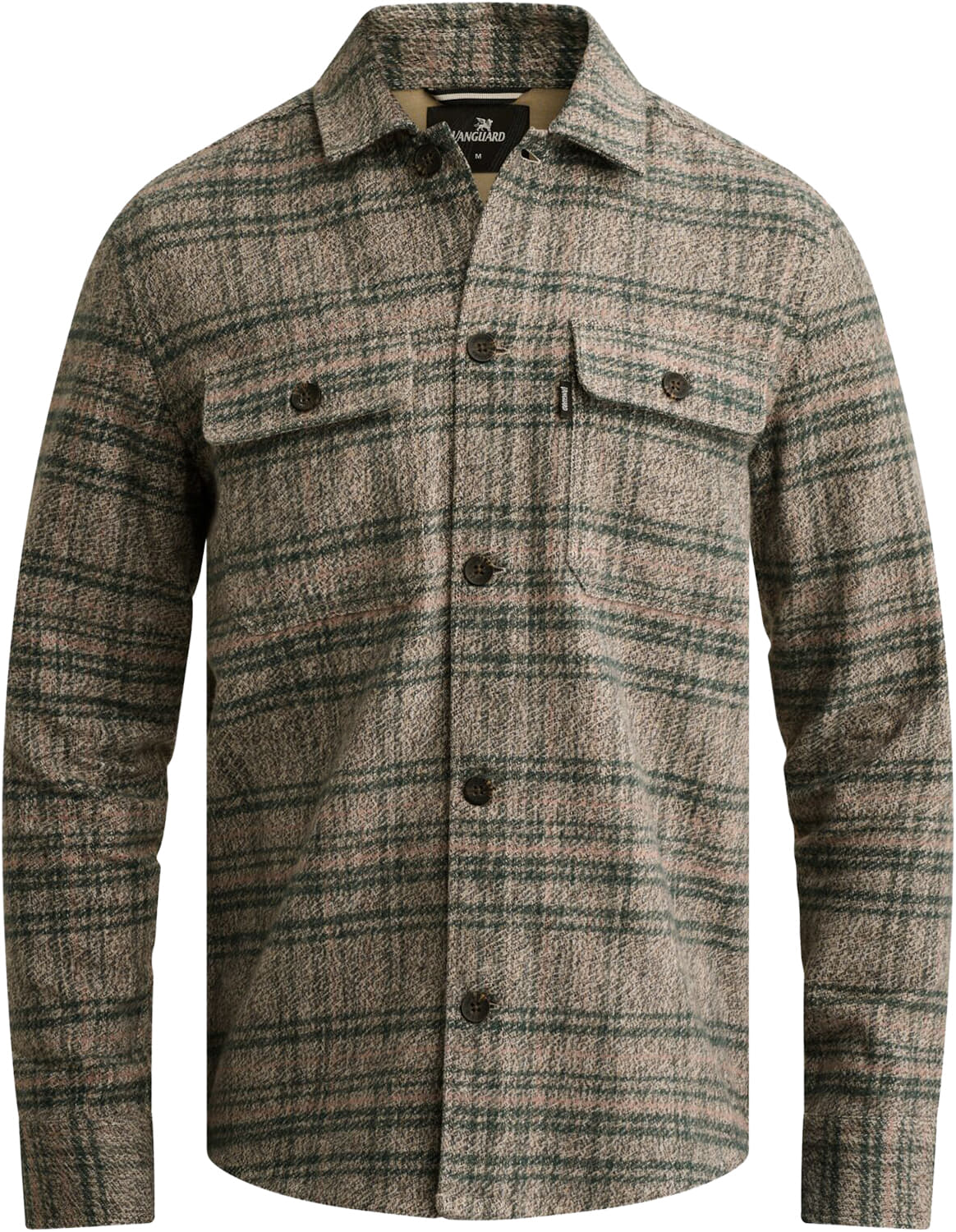 Vanguard Overshirt van brushed mouliné met ruitpatroon Beige