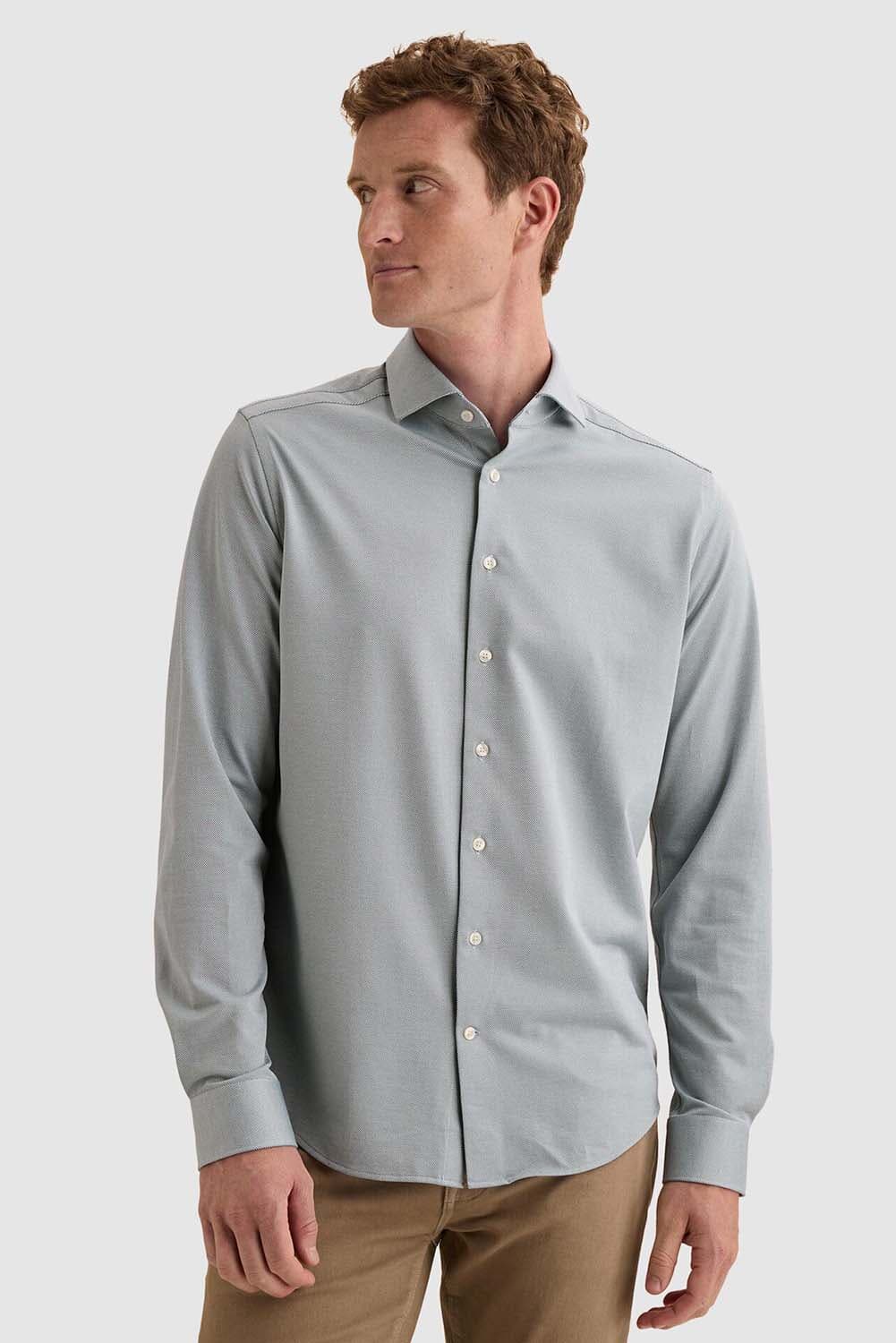 Vanguard Overhemd CF Oxford Jersey met tweekleurig effect Blauw