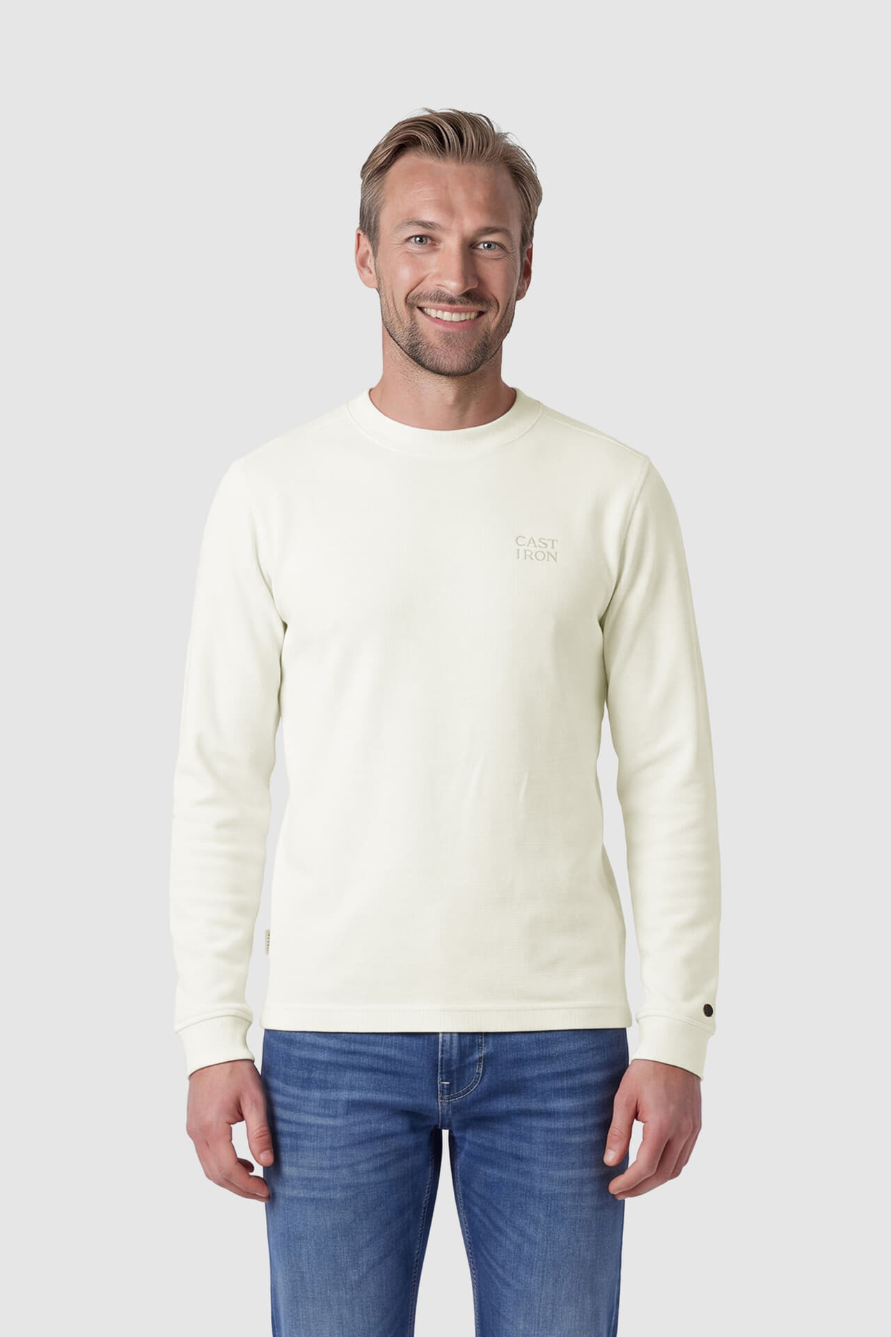 Cast Iron T-shirt r-neck regular fit waf Crème