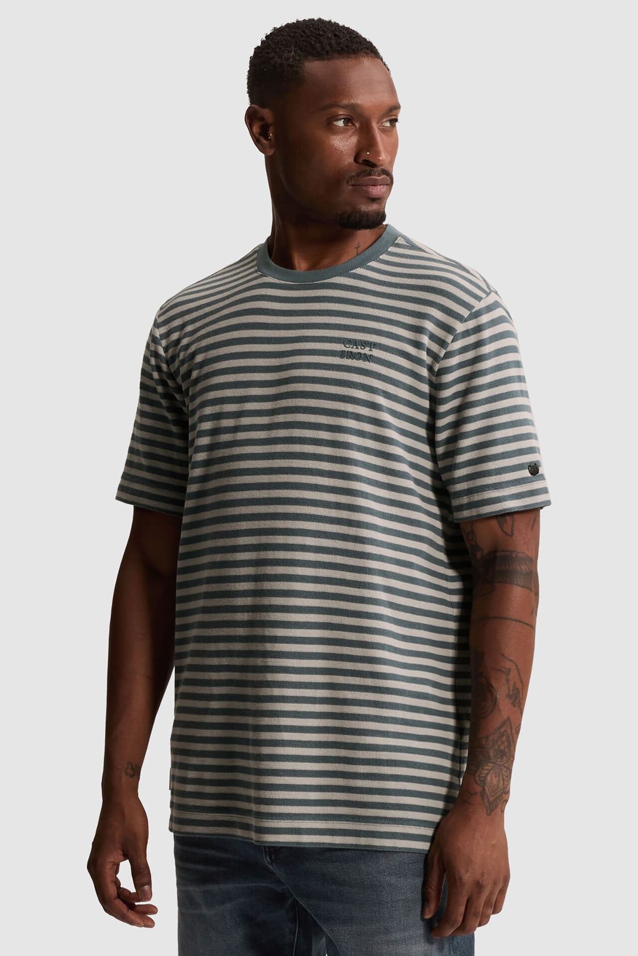 Cast Iron T-shirt r-neck regular fit wa Blauw
