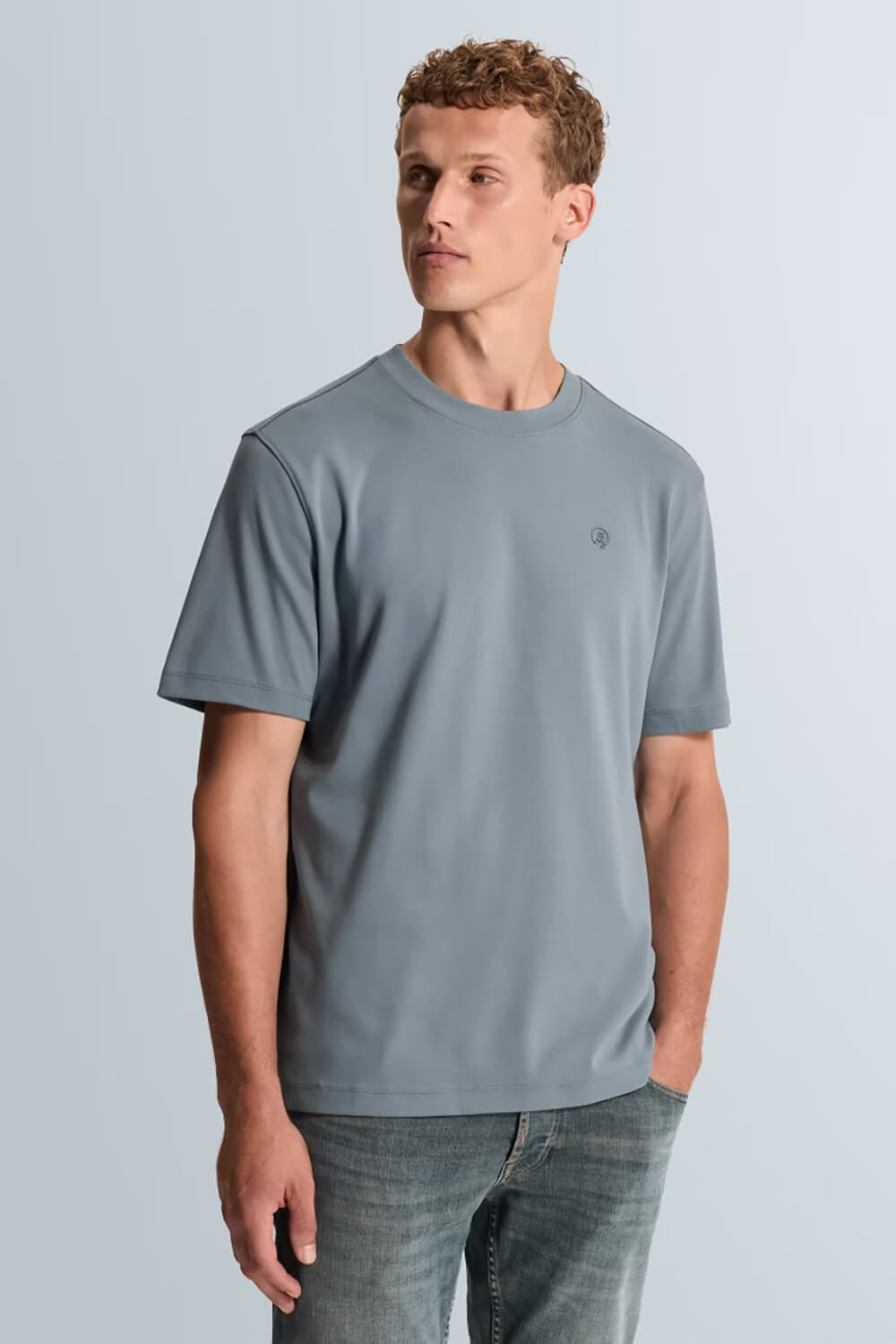 Cast Iron Short Sleeve R-neck Regular Fit  Blauw