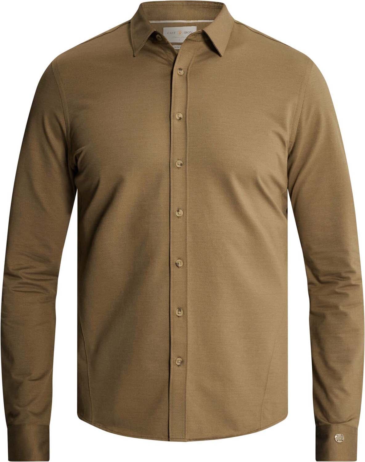 Cast Iron Overhemd Twill Jersey Bruin