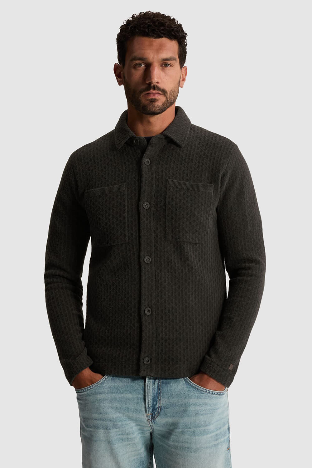 Cast Iron Vest Button soft blend slimfit  Grijs