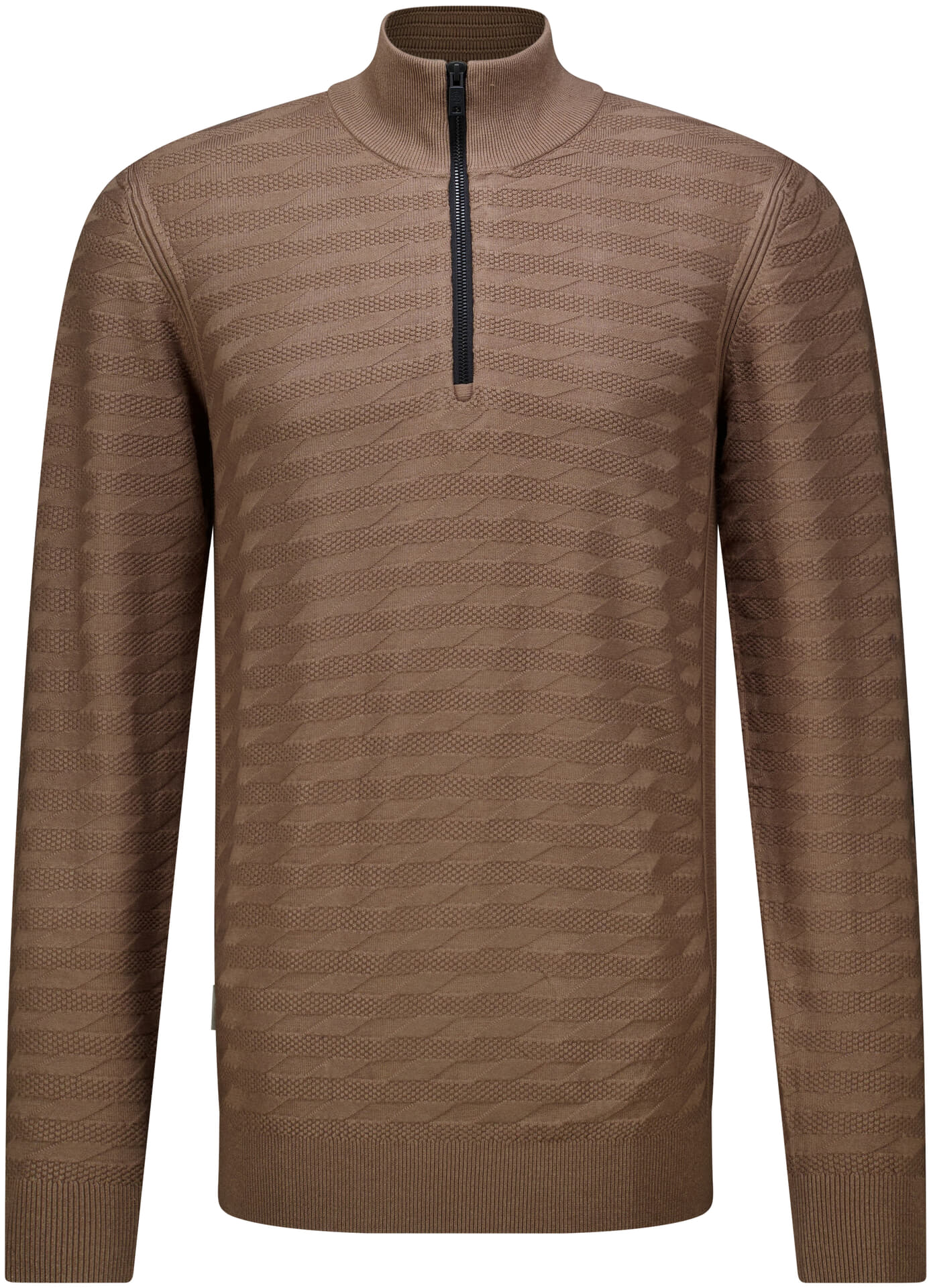 Cast Iron Half-zip Trui comfort slim fit  Bruin