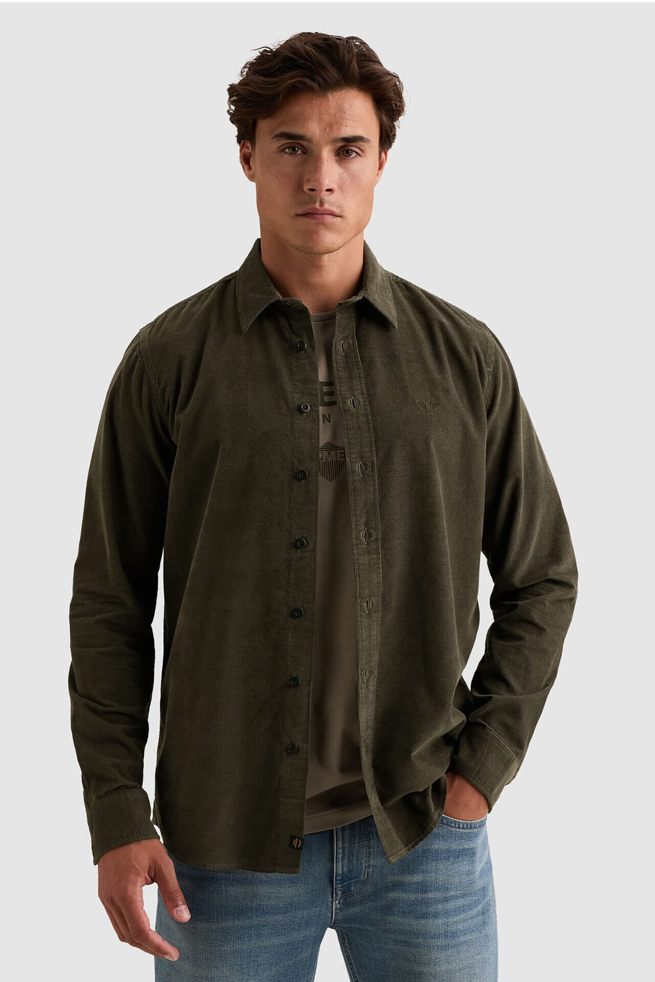 Pme Legend Overhemd Fine Corduroy Army