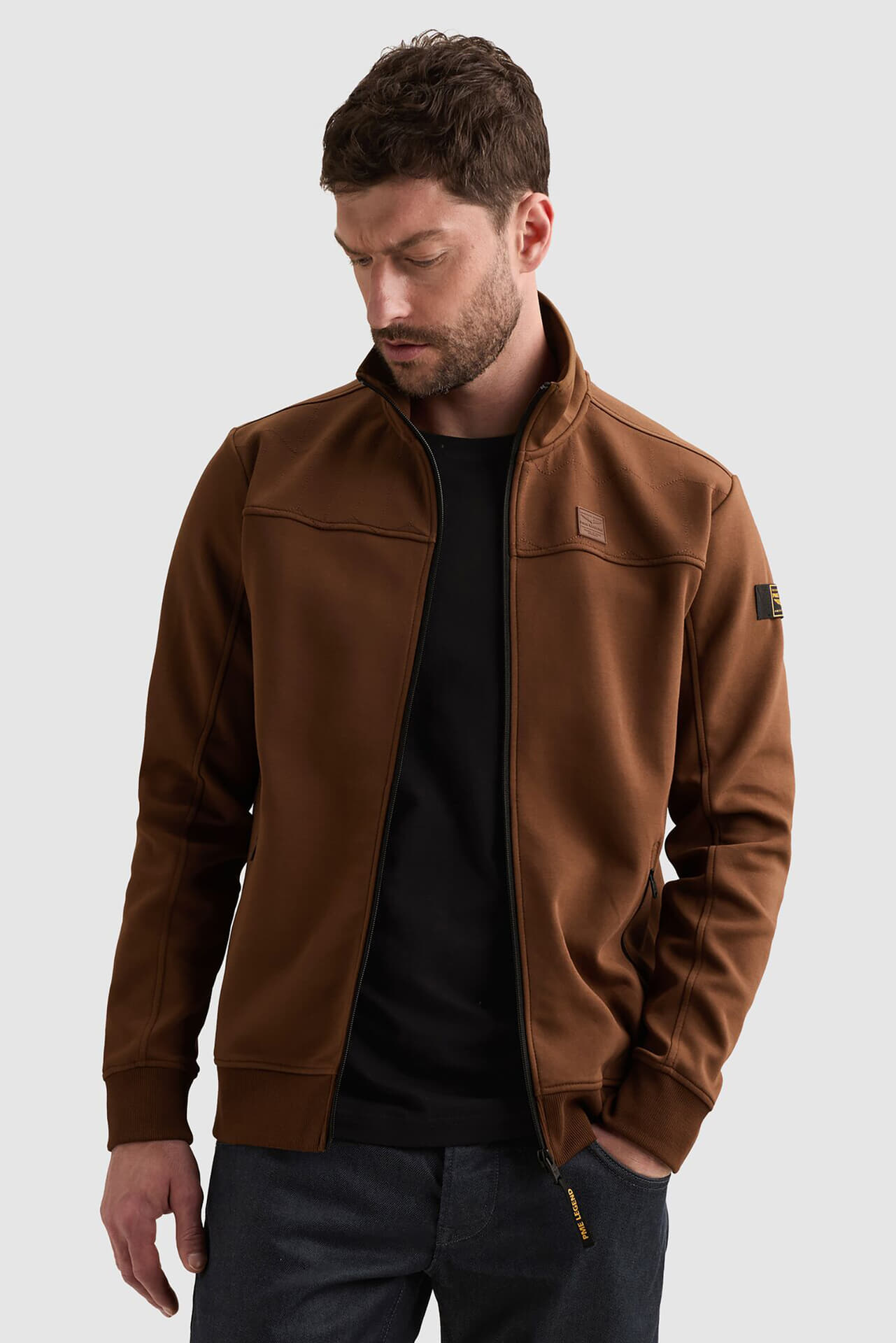 Pme Legend Sweatvest Interlock gequilt patroon Bruin