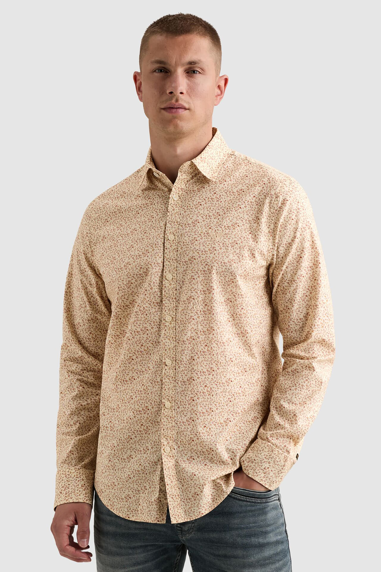 Pme Legend Overhemd Print on poplin Bruin