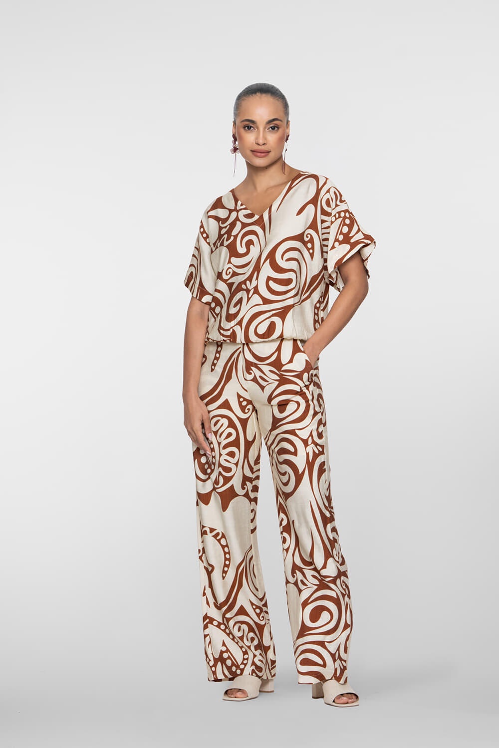 Geisha Pantalon bi-color Bruin