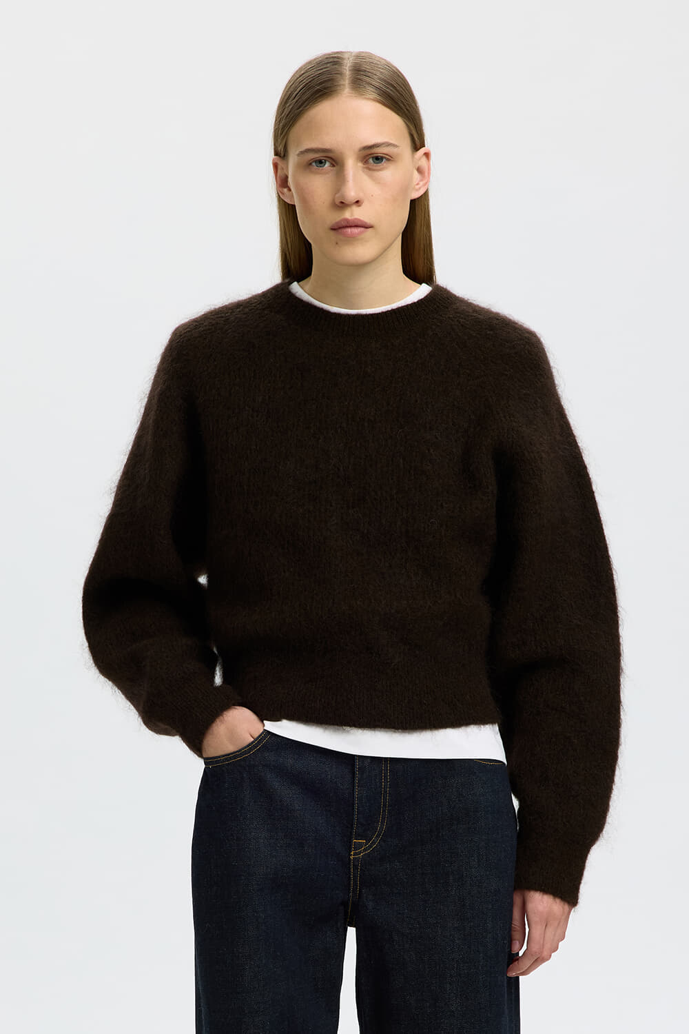 Selected Femme Gebreide Trui Mira Bruin