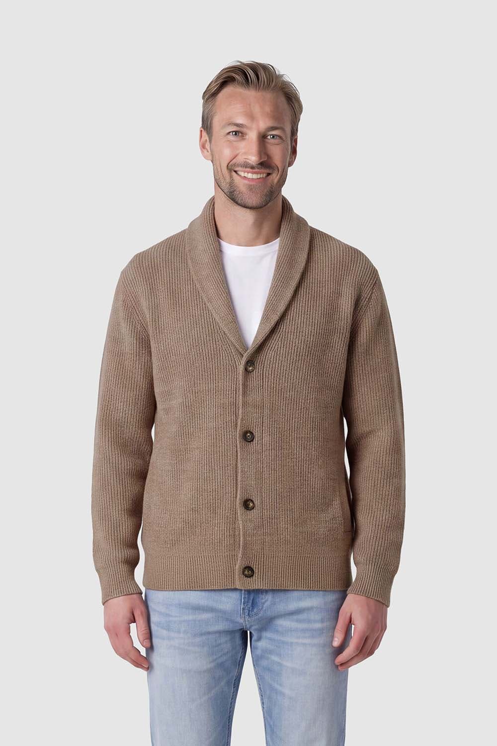 Profuomo Vest Sjaalkraag Beige