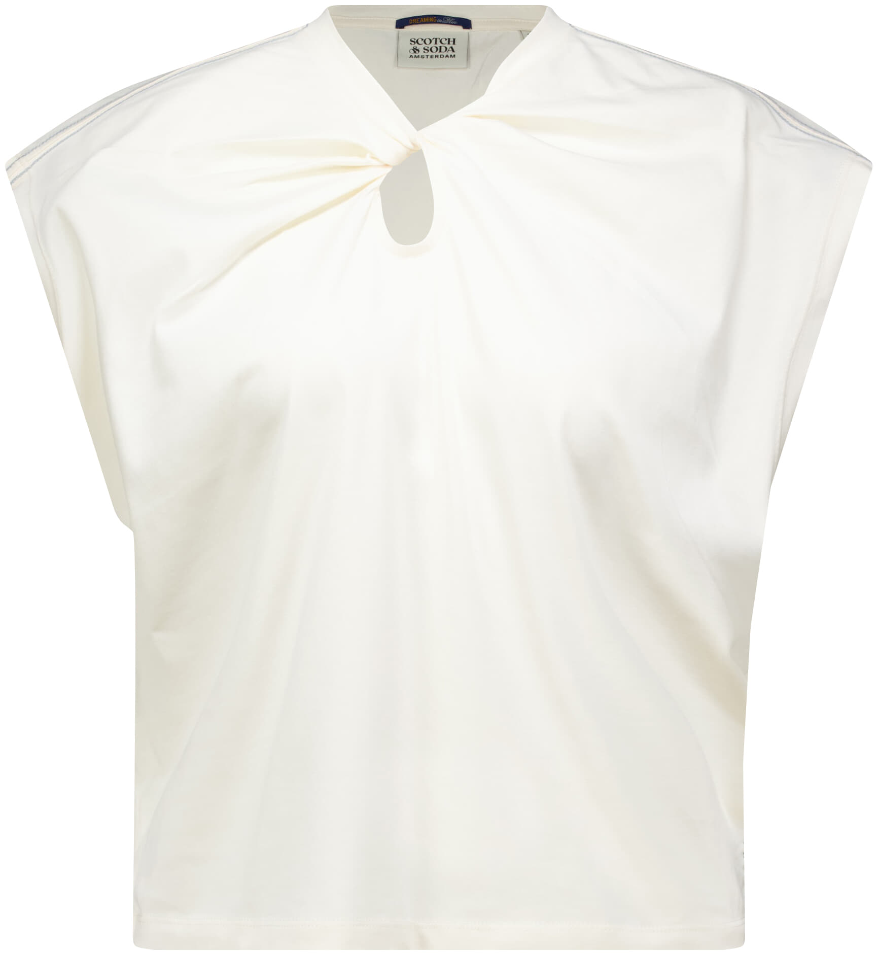 Scotch & Soda T-shirt Twisted neckline Crème