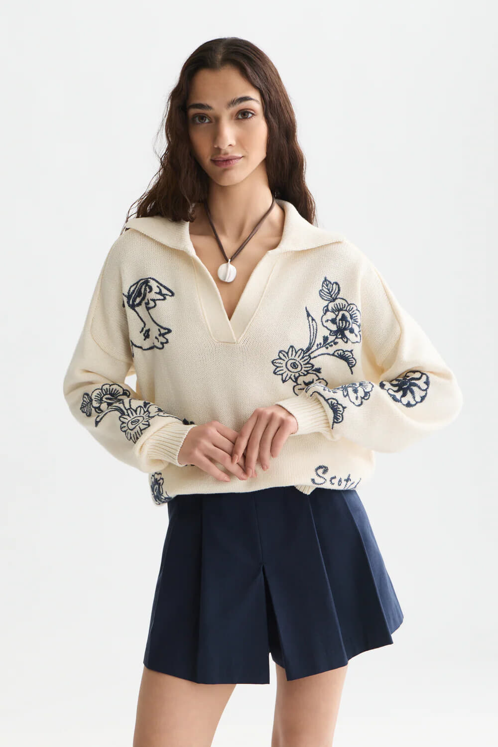 Scotch & Soda Trui Oversized-fit  Crème