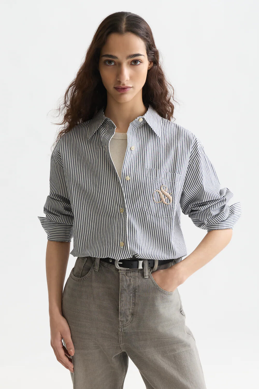 Scotch & Soda Striped relaxed-fit shirt Blauw