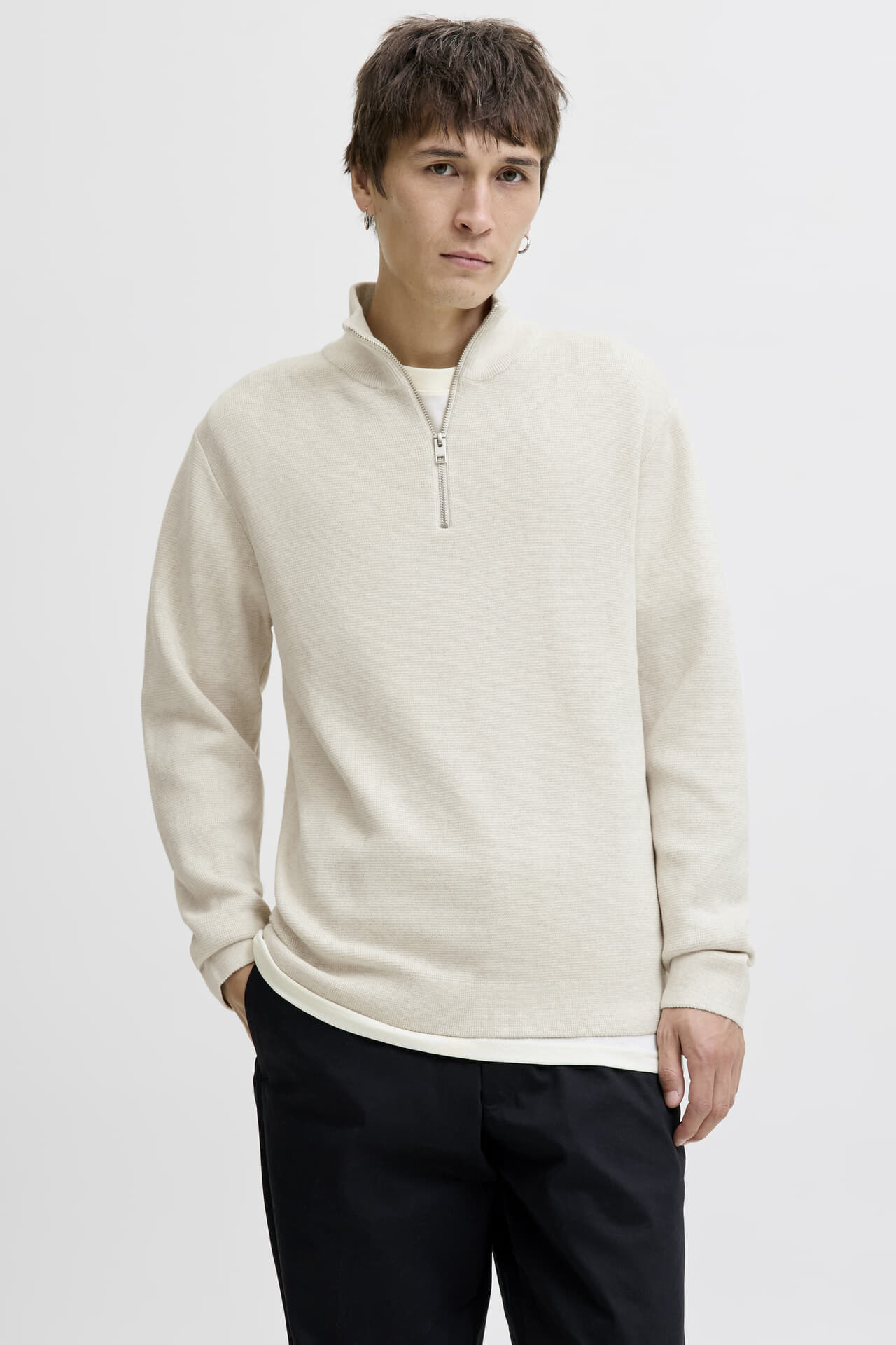 Jack & Jones Half-zip Trui Milano Off White