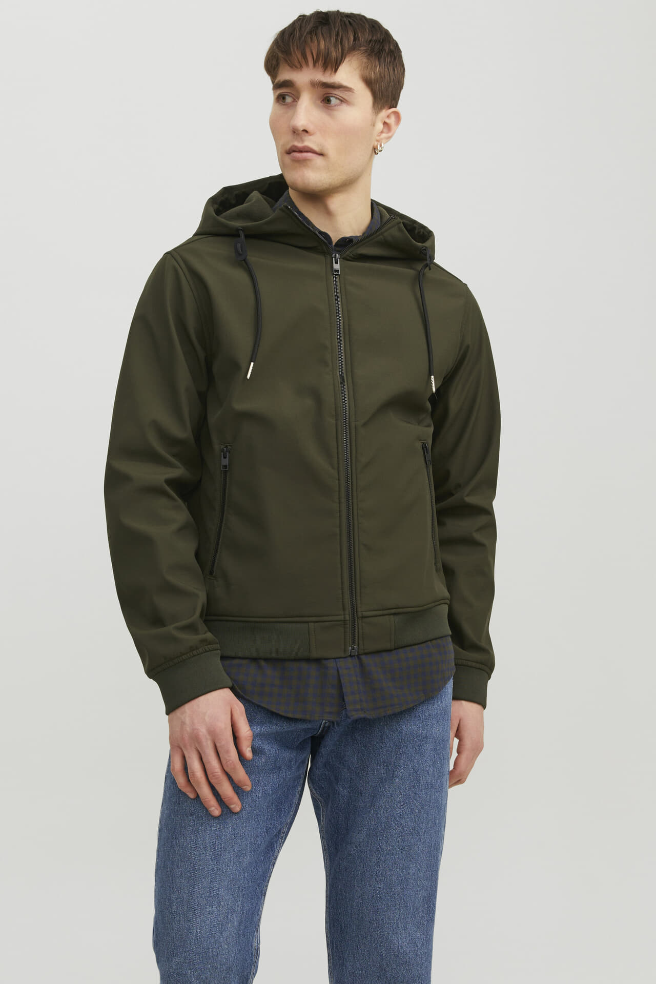 Jack & Jones Softshell jas Basic Hooded Army