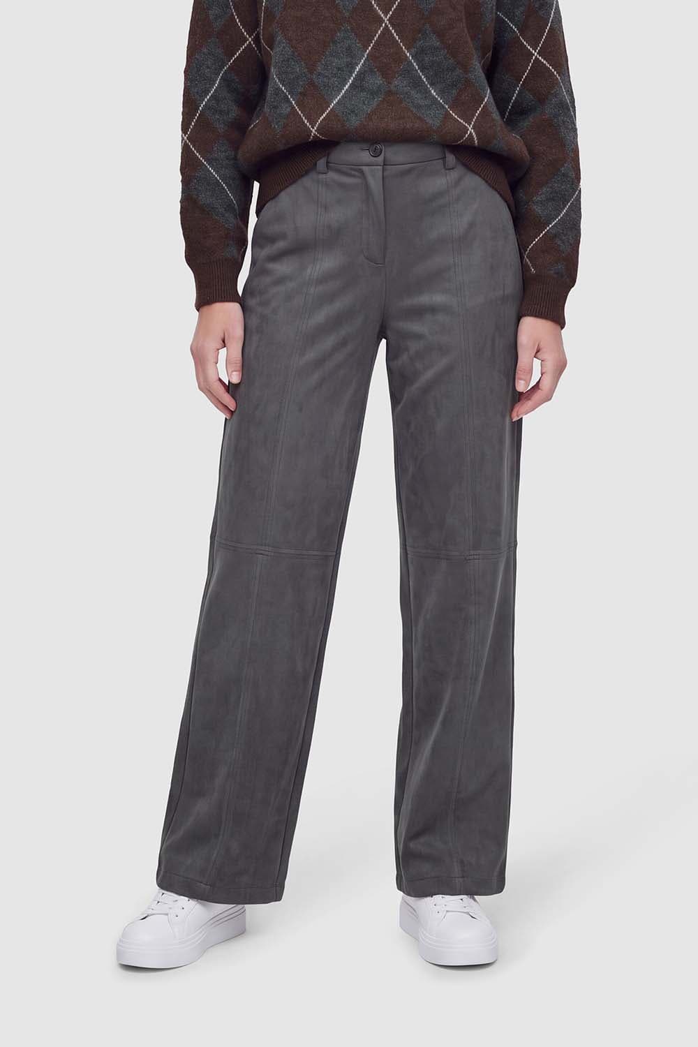 Object Pantalon Miya Hw Wide Antraciet
