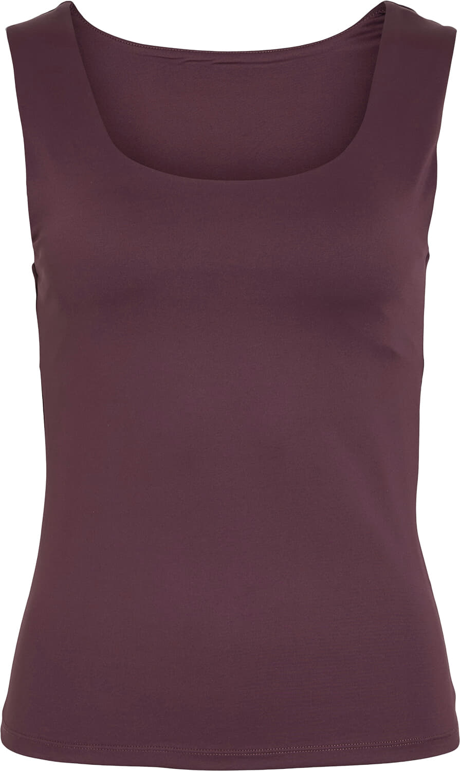 Vila VIKENZA U-NECK S/L TANK TOP REV - N Bordeaux Rood