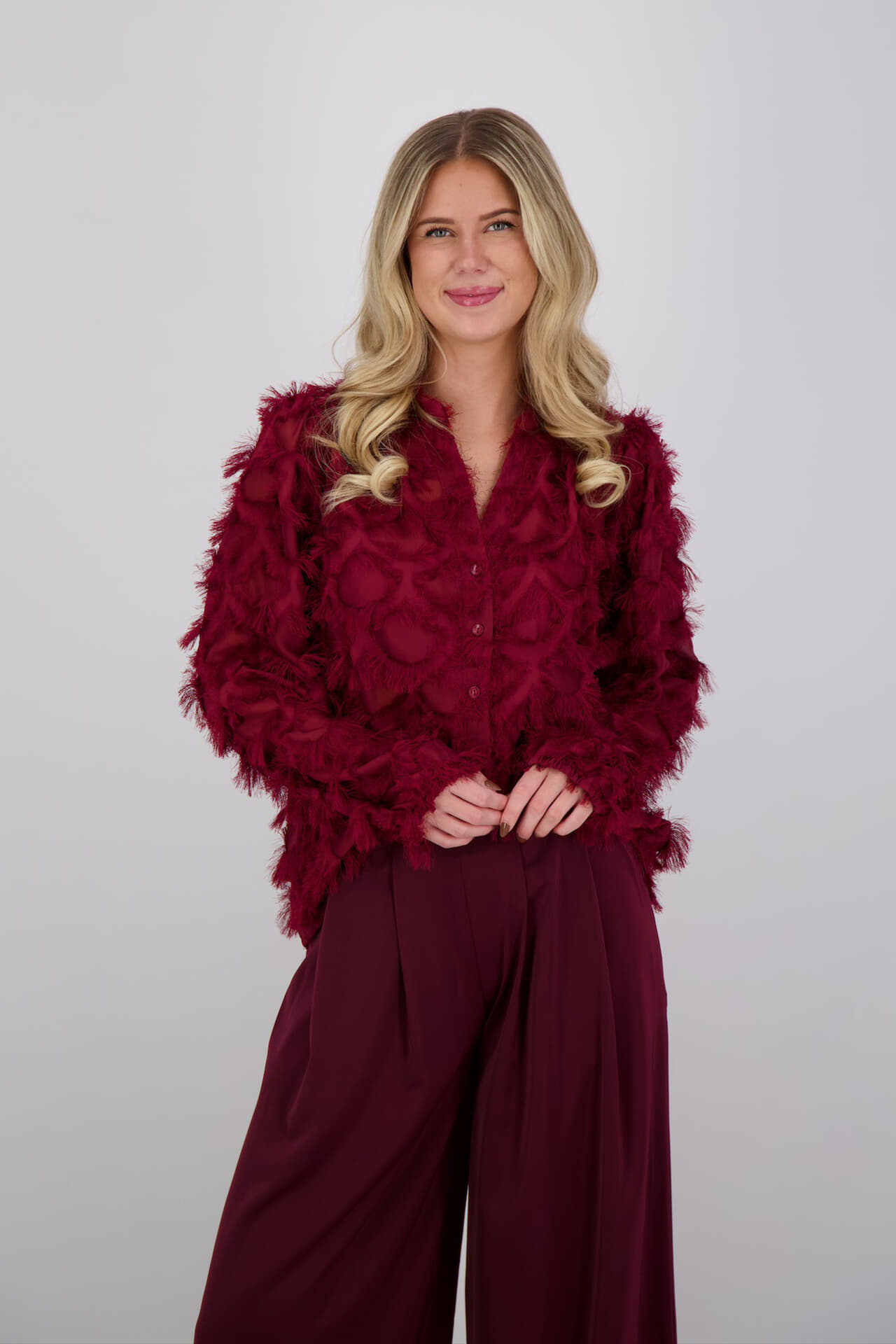 Vive La Femme Blouse Daisy Bordeaux Rood