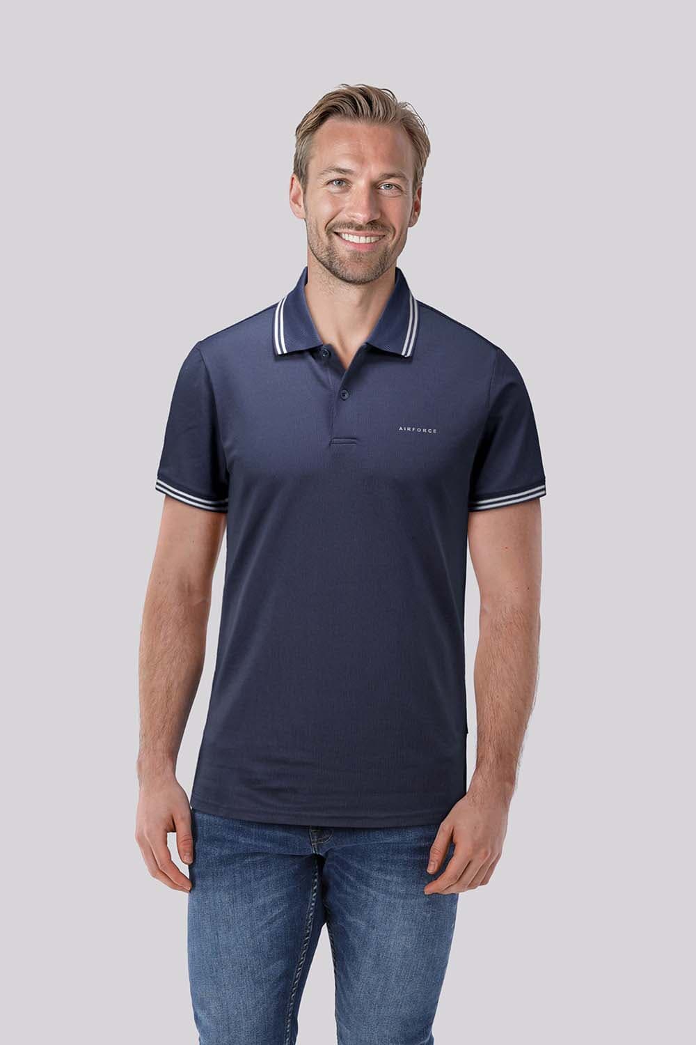 Airforce Polo Double Stripe Blauw