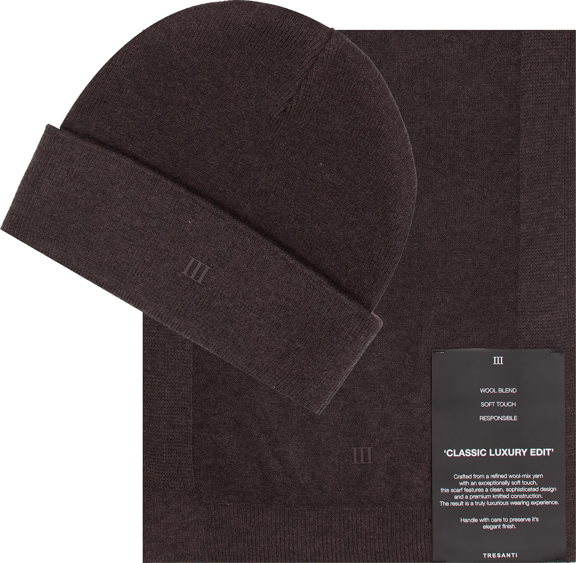 Tresanti JIMMY | Luxury giftset scarf & beanie Bruin