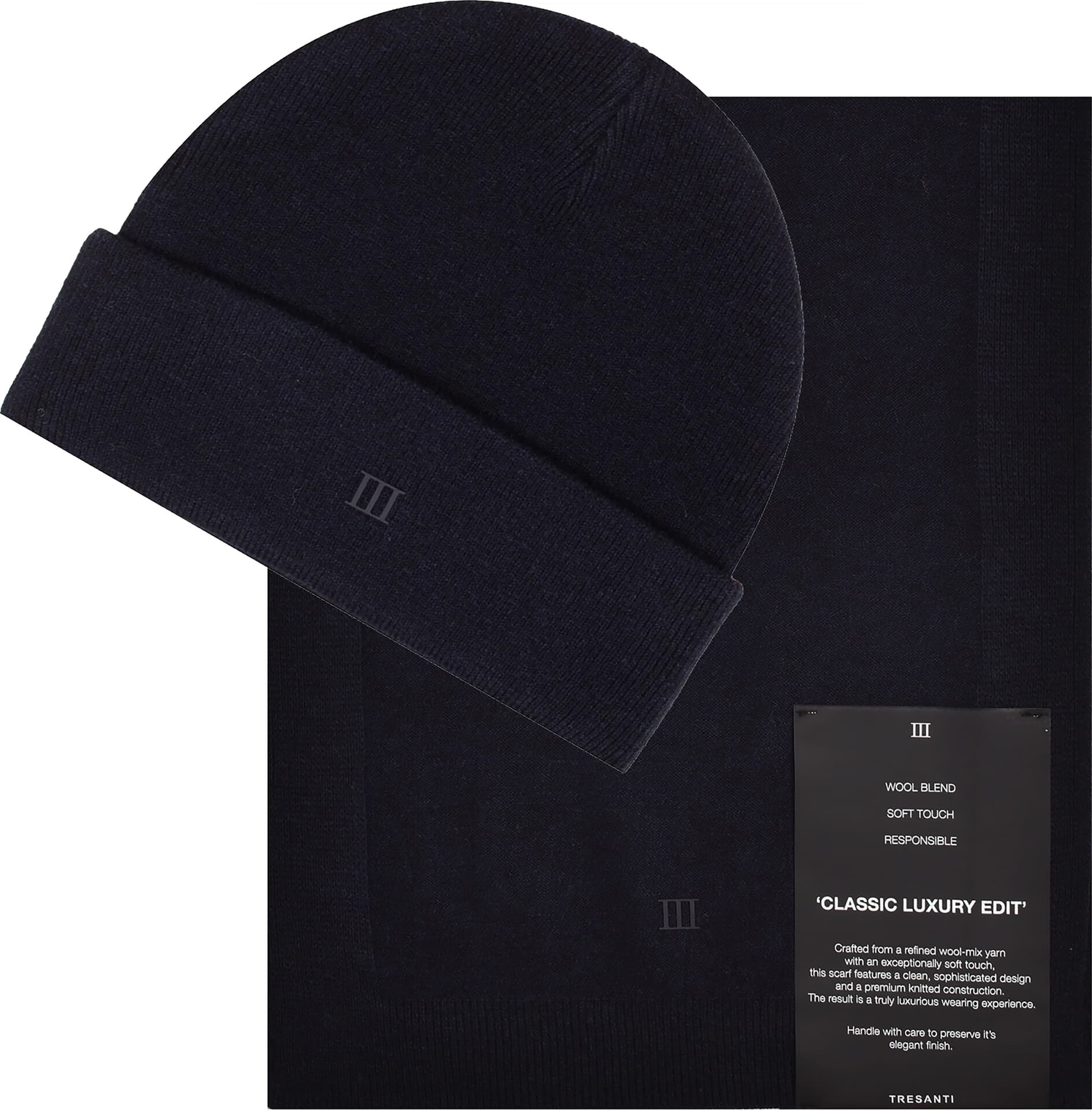 Tresanti JIMMY | Luxury giftset scarf & beanie Navy