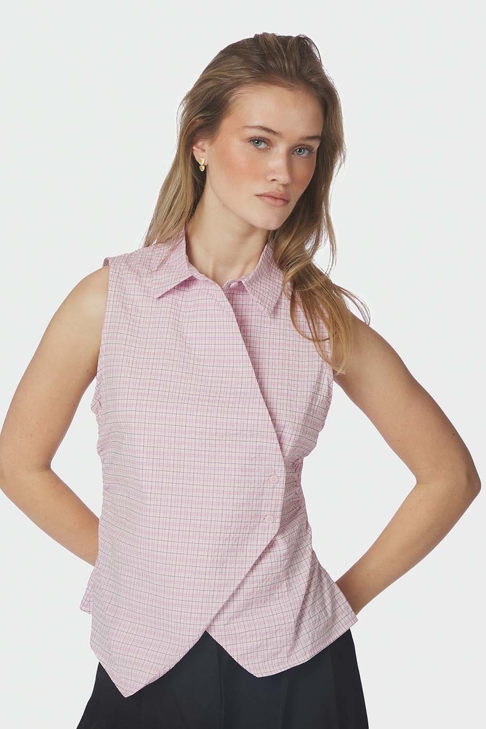 Neo Noir Top Celest Check Roze