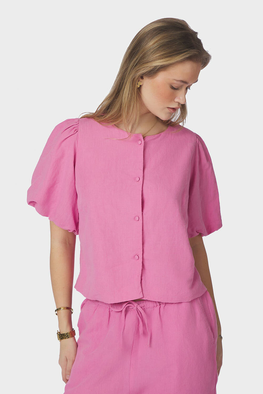 Neo Noir Blouse Moisa Linnen Roze