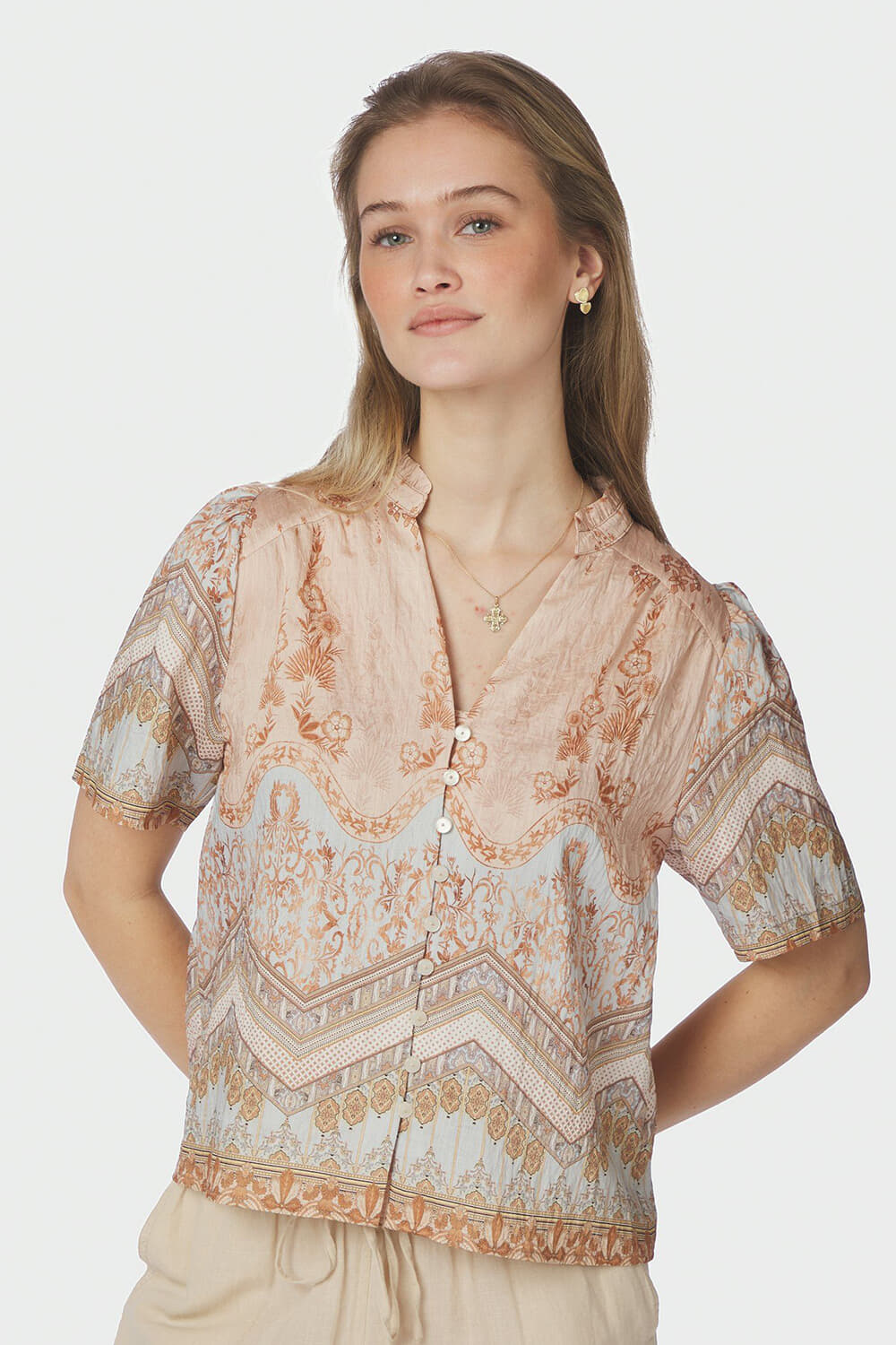 Neo Noir Blouse Torana Flower Border Multi