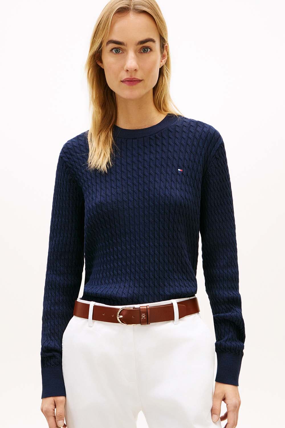 Tommy Hilfiger Trui Co Cable Fine Navy