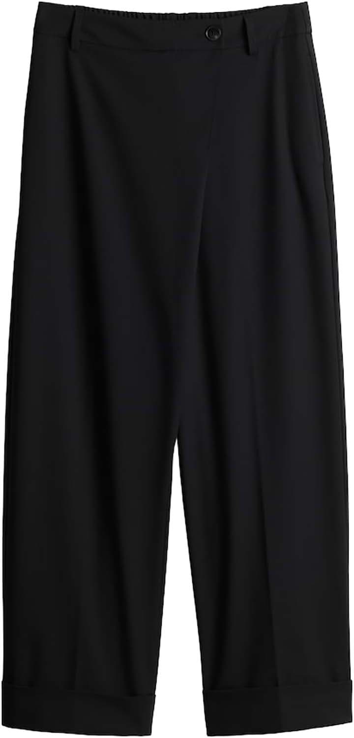Opus Pantalon Mozy turn-up City Relaxed Zwart