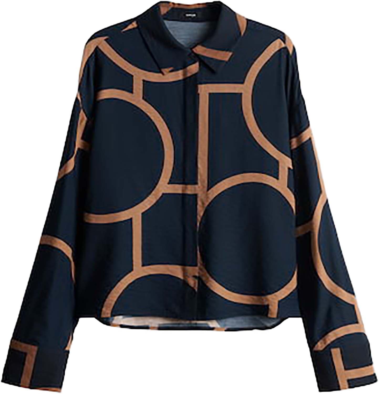 Opus Bedrukte Blouse Fordoa Atelier loose fit Blauw
