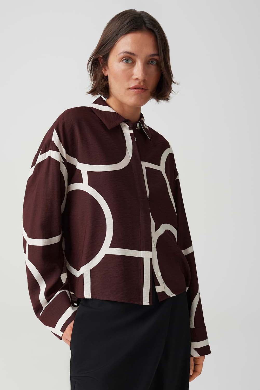 Opus Bedrukte Blouse Fordoa Atelier loose fit Rood