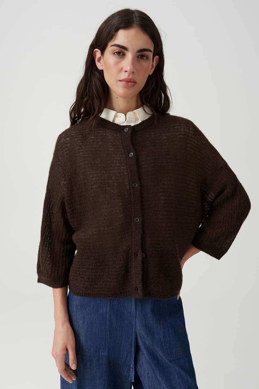 Opus Vest Daris Boxy wolmix Bruin