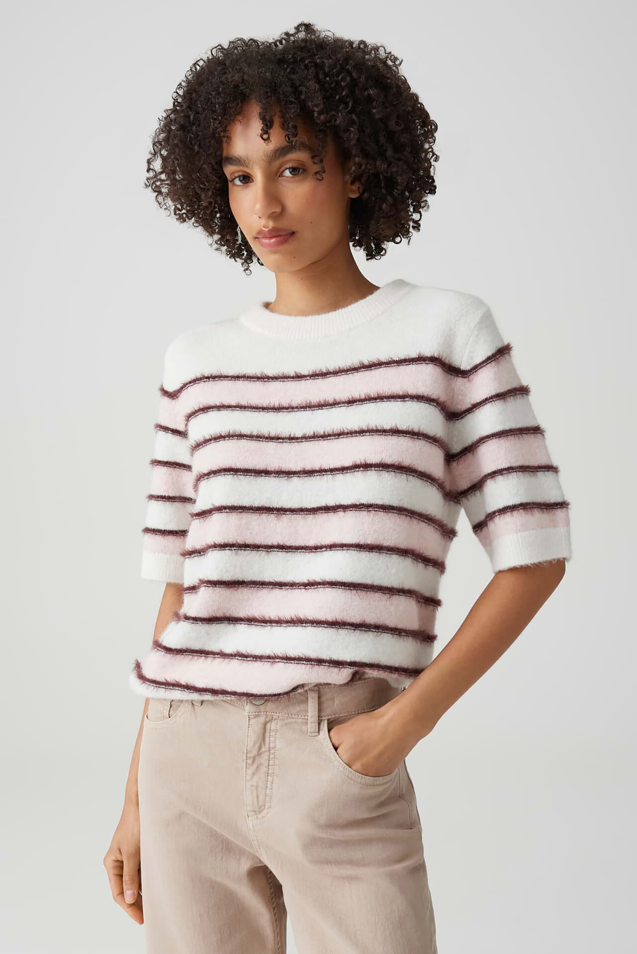 Opus Gestreepte Trui Pimota stripe Roze