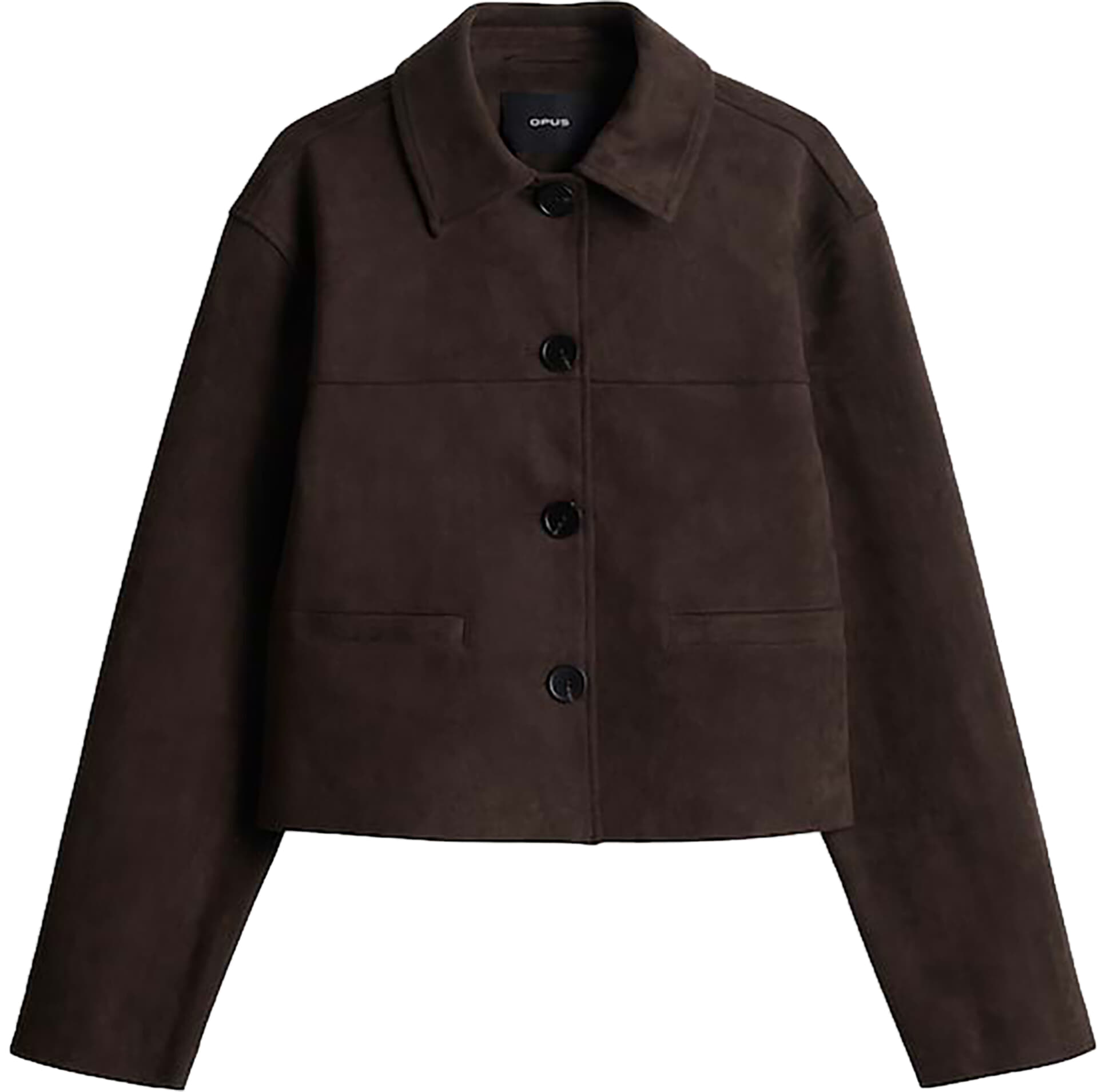 Opus Boxy kort Jack Henso in velourslook Bruin