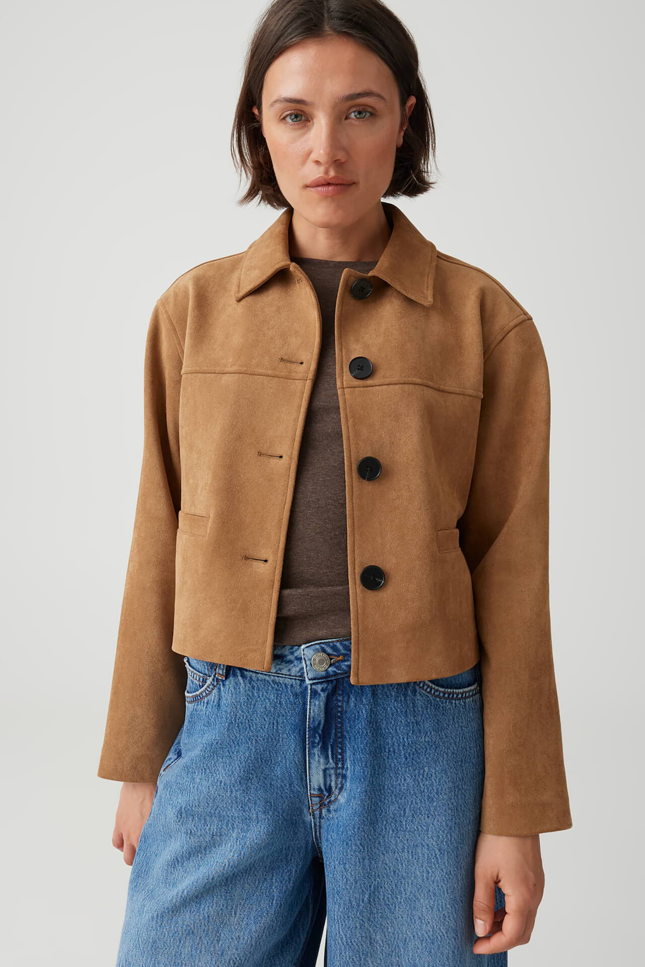 Opus Boxy kort Jack Henso in velourslook Oranje
