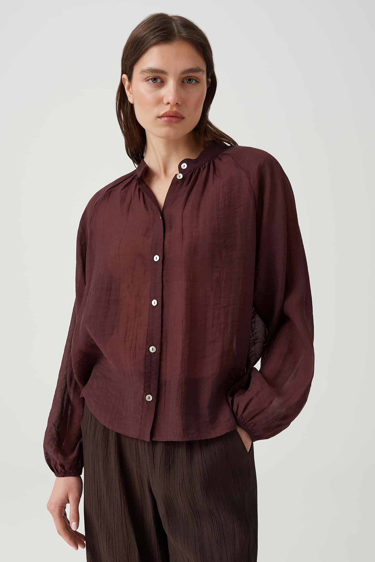Opus Tuniekblouse Fabrielle met delicaat crash-effect Rood