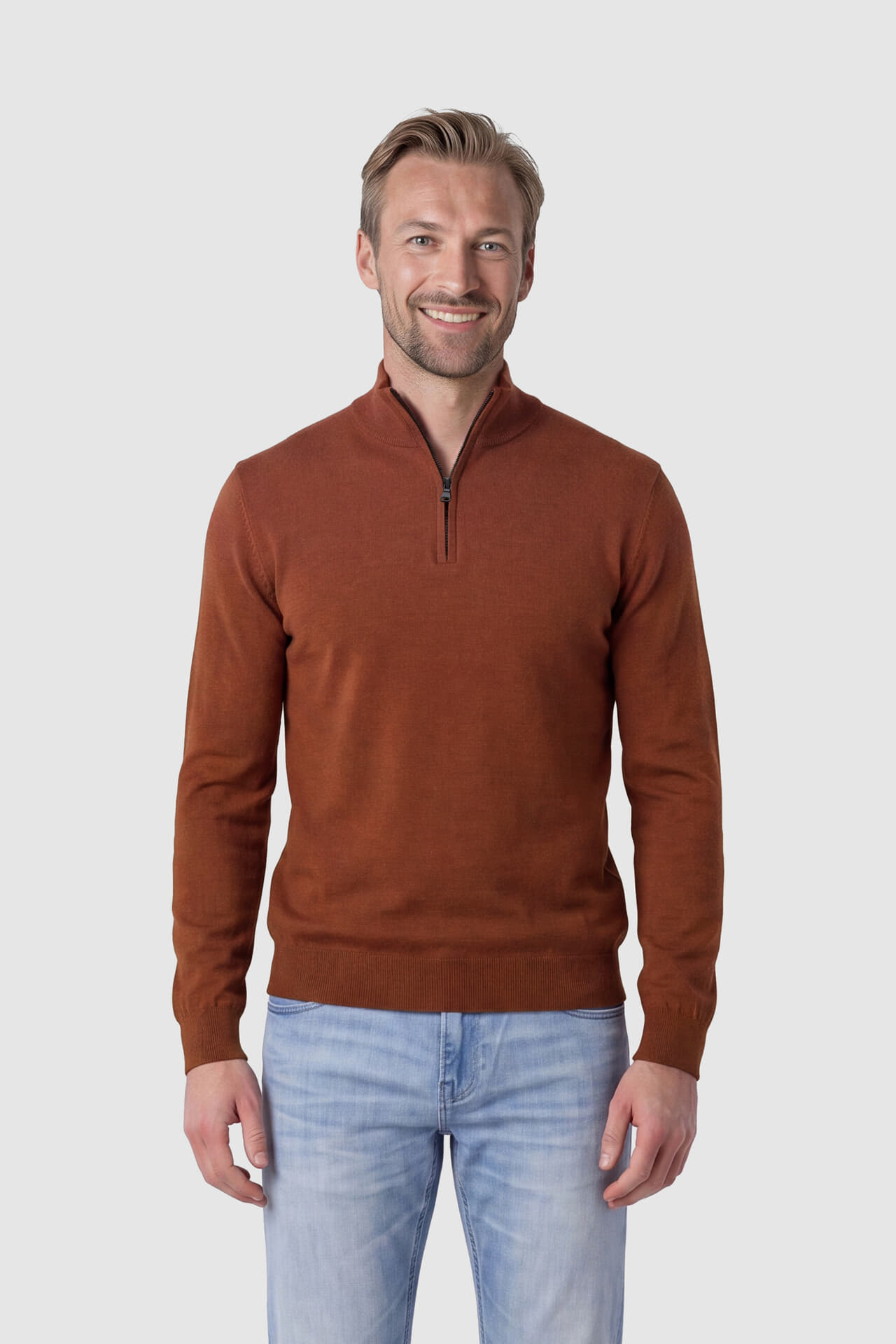 Bomont Trui Tygo half zip Brick