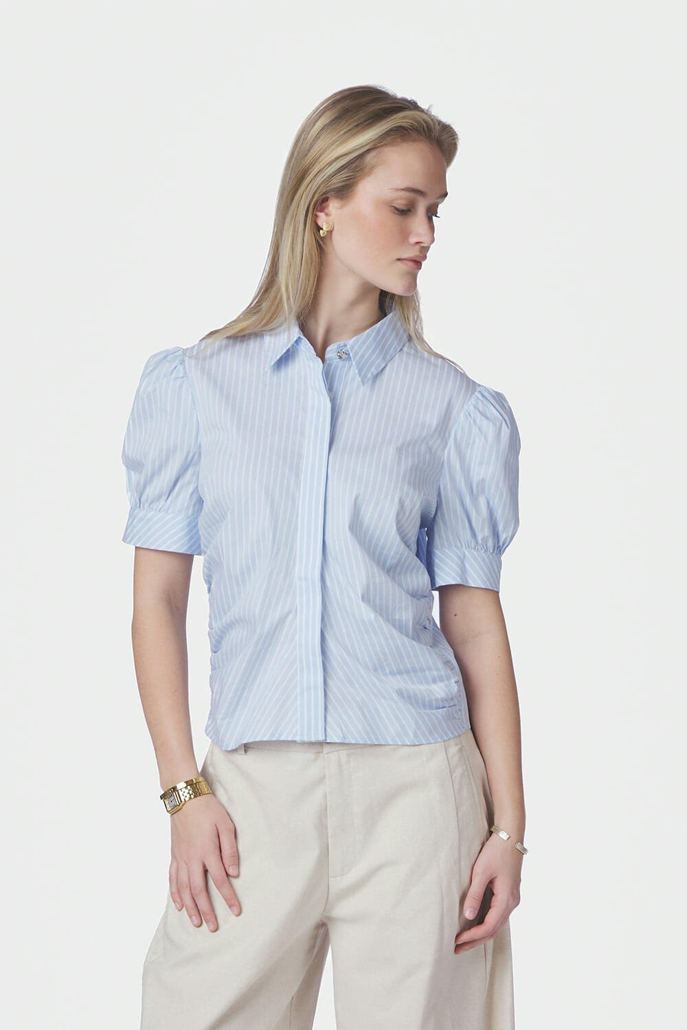 Neo Noir Blouse Frannie Soft Stripe Blauw