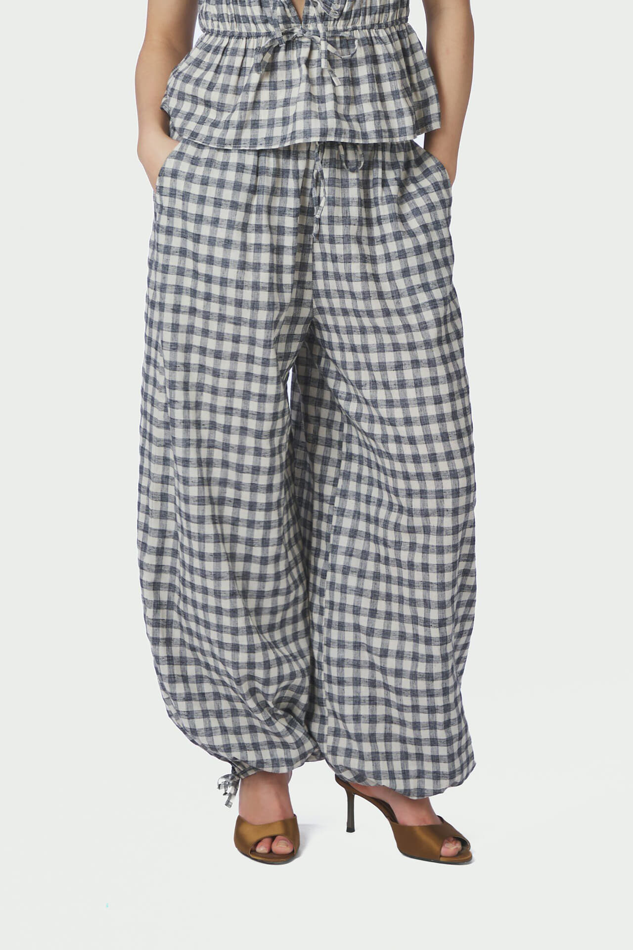 Neo Noir Broek Roxane Balloon Check Zwart