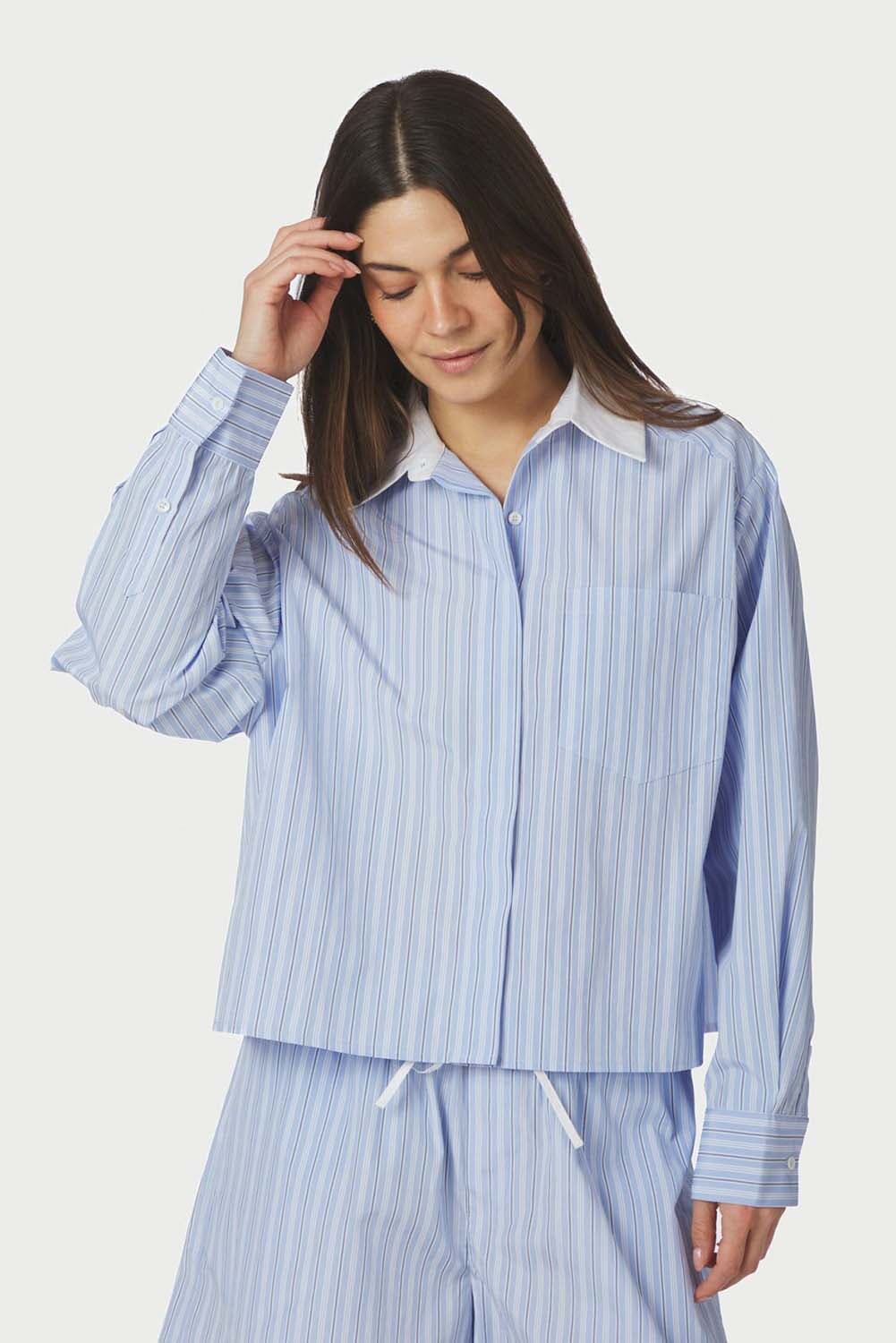 Neo Noir Blouse Delfia Stripe Blauw