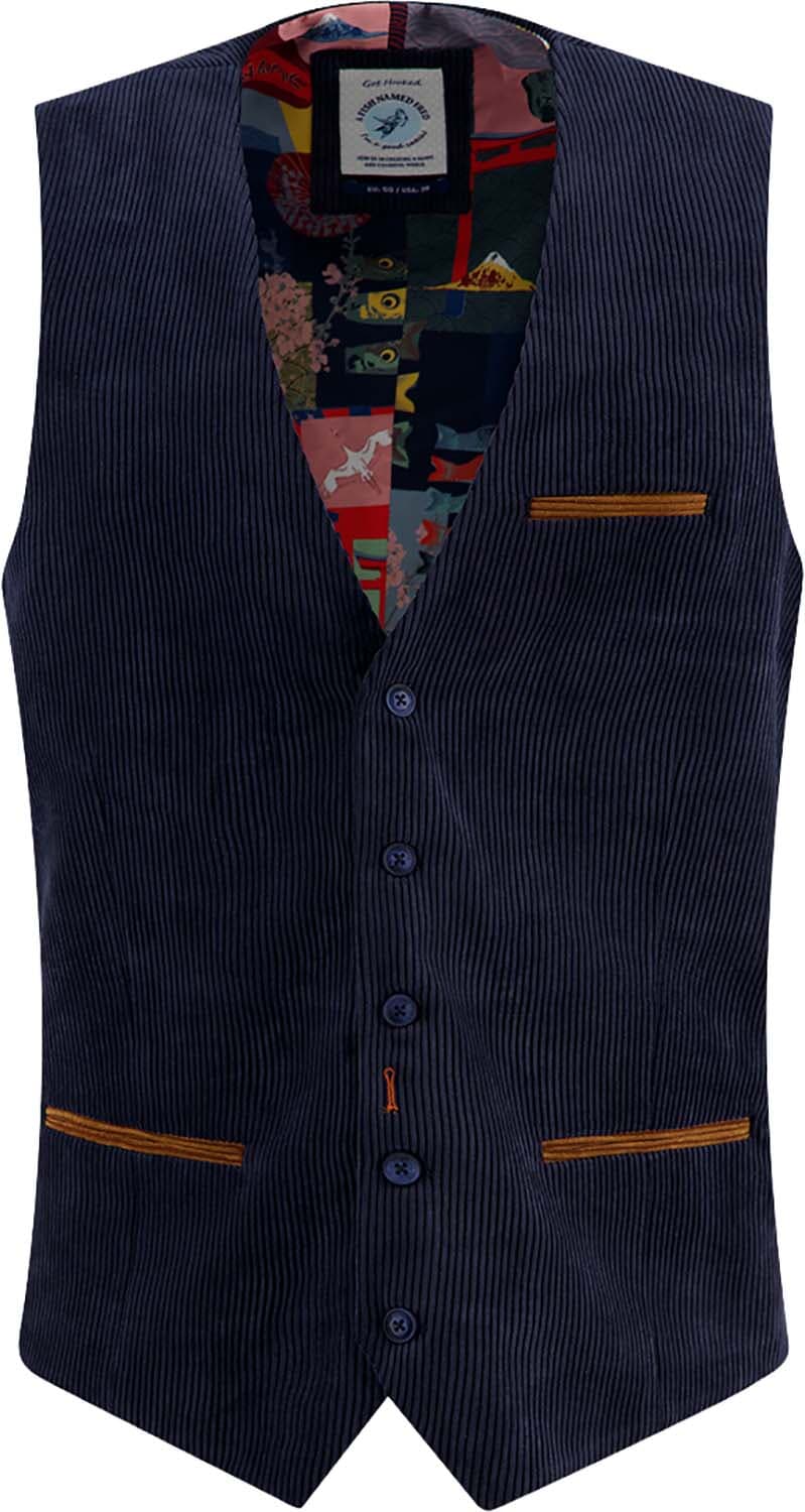 A Fish Named Fred Gilet Rib Navy