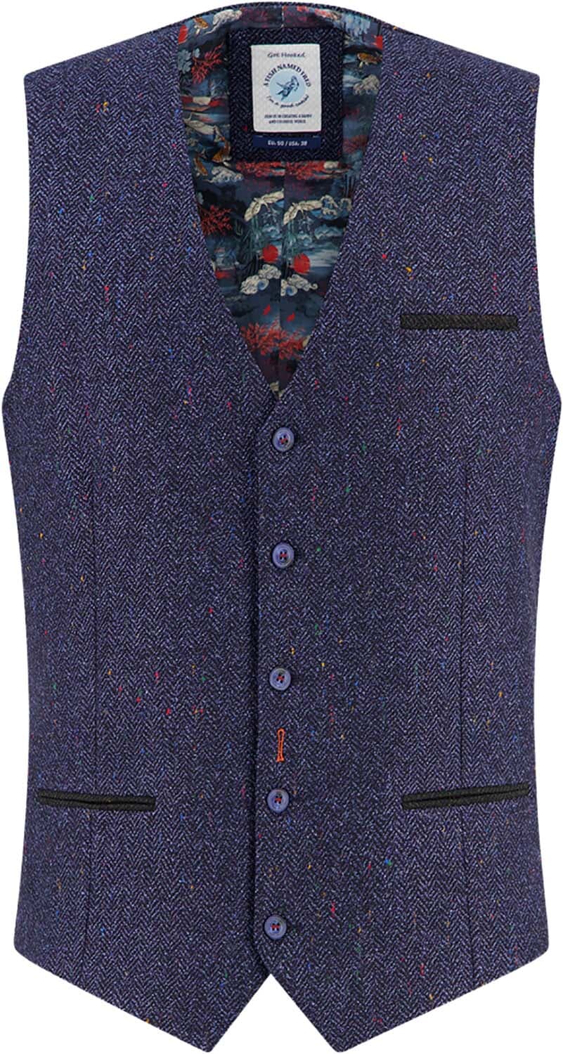 A Fish Named Fred Gilet Herringbone Navy