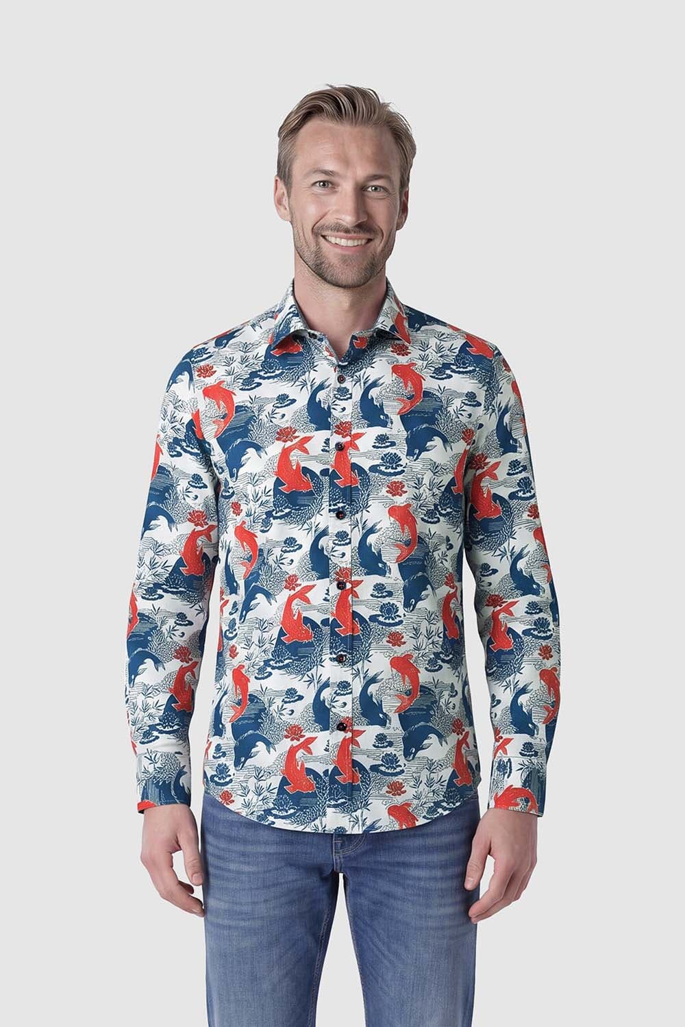 A Fish Named Fred Overhemd Koi Karper Blauw