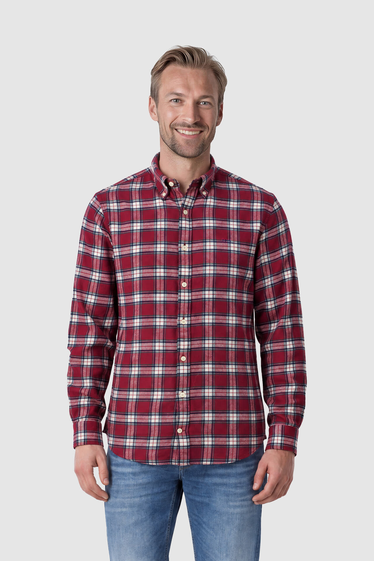 McGregor Overhemd Flannel Check Bordeaux Rood