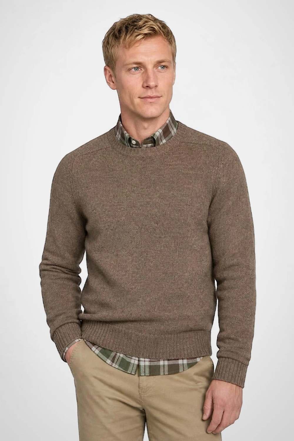McGregor Trui Lambswool Crew Neck Bruin