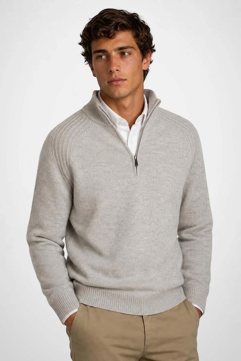 McGregor Trui Zip Mock Ribbed Grijs