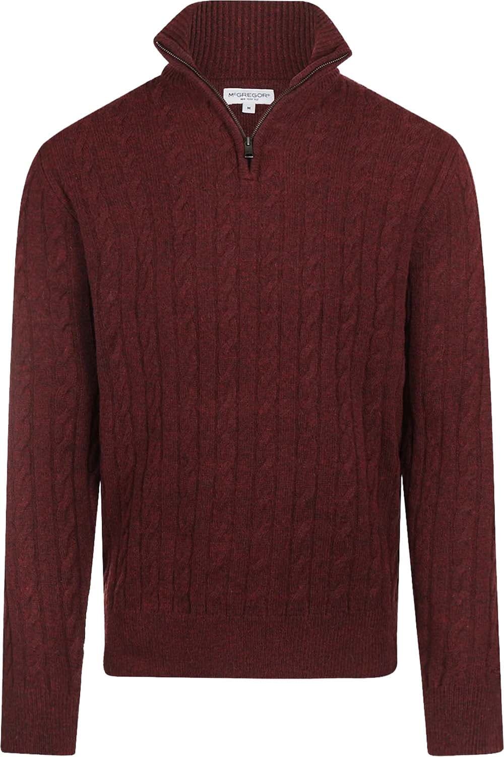 McGregor Trui Cable Zip Mock Bordeaux Rood
