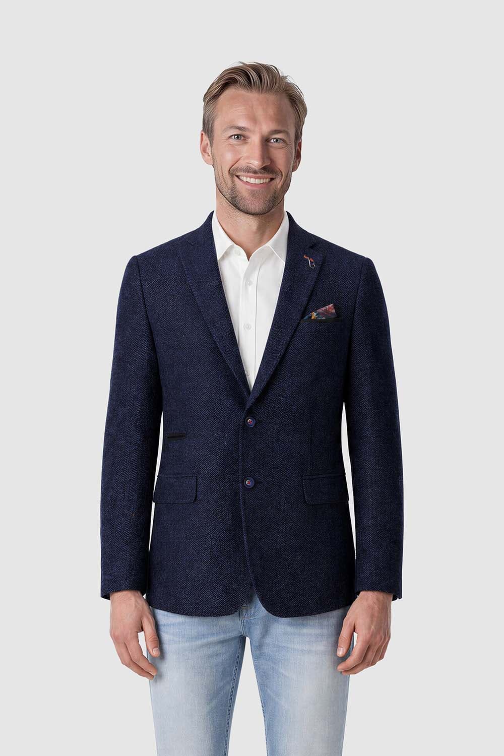 A Fish Named Fred Blazer Herringbone Navy